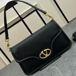 Valentino Large VLogo 1960 Shoulder Bag In Grained Calfskin Black