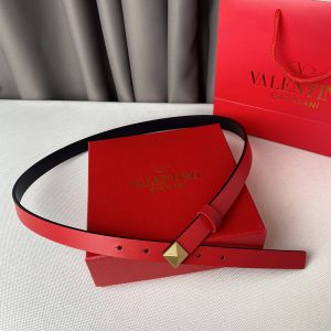 Valentino One Stud Belt 20MM In Calfskin Red