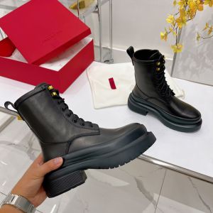 Valentino Roman Stud Combat Boots Women Calfskin Black