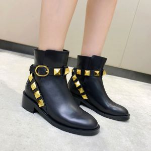 Valentino Roman Stud Ankle Boots 40MM Women Calfskin Black