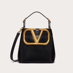 Valentino Small Supervee Handbag In Calfskin Black