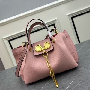 Valentino Small VLogo Escape Tote In Grained Calfskin Pink