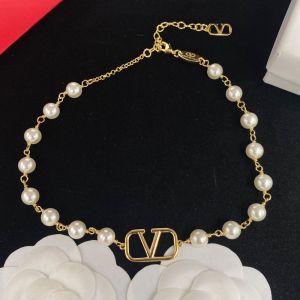 Valentino Supervee Necklace In Metal with Pearls Gold