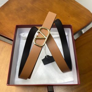 Valentino VLogo Signature Reversible Belt 20MM In Calfskin Brown