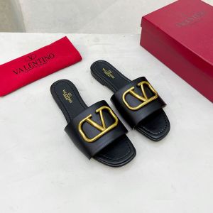 Valentino VLogo Signature Slides Women Calfskin Black