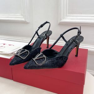 Valentino VLogo Signature Slingback Pumps Women Viscose Black