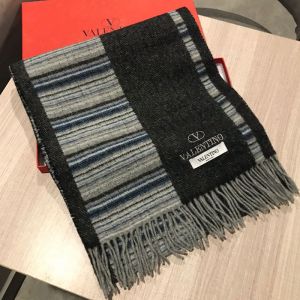 Valentino VLogo Signature Sacrf with Stripes Unisex Cashmere Black