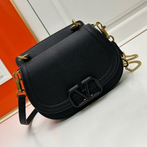 Valentino Vsling Shoulder Bag In Grainy Calfskin Black