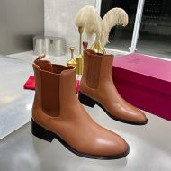 Valentino Classic Chelsea Boots with One Stud Women Calfskin Brown