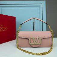 Valentino Large Loco Shoulder Bag with Jewel Logo In Calfskin Cherry