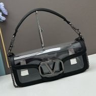 Valentino Large Loco Shoulder Bag In PVC And Calfskin Black