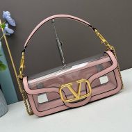 Valentino Large Loco Shoulder Bag In PVC And Calfskin Pink