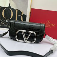 Valentino Large Supervee Shoulder Bag In Calfskin Black/Silver