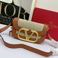 Valentino Large Supervee Shoulder Bag In Calfskin Brown/Beige