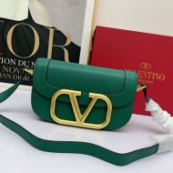 Valentino Large Supervee Shoulder Bag In Calfskin Green