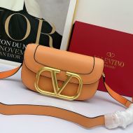 Valentino Large Supervee Shoulder Bag In Calfskin Orange