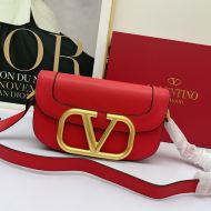 Valentino Large Supervee Shoulder Bag In Calfskin Red