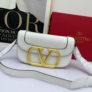 Valentino Large Supervee Shoulder Bag In Calfskin White