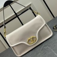 Valentino Large VLogo 1960 Shoulder Bag In Grained Calfskin White