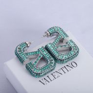 Valentino Large VLogo Signature Earrings In Metal With Crystals Green