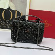 Valentino Medium Rockstud Spike Chain Bag In Lambskin Black