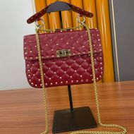 Valentino Medium Rockstud Spike Chain Bag In Lambskin Burgundy