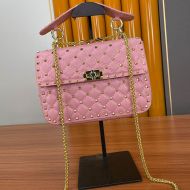 Valentino Medium Rockstud Spike Chain Bag In Lambskin Pink