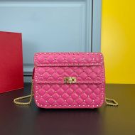 Valentino Medium Rockstud Spike Chain Bag In Lambskin Rose