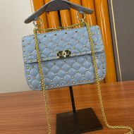 Valentino Medium Rockstud Spike Chain Bag In Lambskin Sky Blue