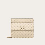 Valentino Medium Rockstud Spike Chain Bag In Lambskin White