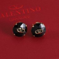 Valentino Micro VLogo Signature Earrings In Metal With Crystal Black