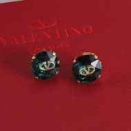 Valentino Micro VLogo Signature Earrings In Metal With Crystal Green