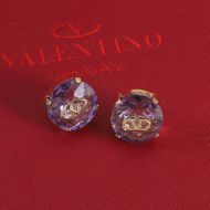 Valentino Micro VLogo Signature Earrings In Metal With Crystal Purple