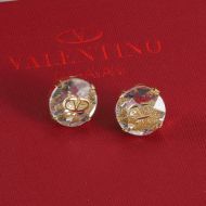 Valentino Micro VLogo Signature Earrings In Metal With Crystal White