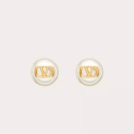 Valentino Micro VLogo Signature Earrings In Pearls with Metal Gold