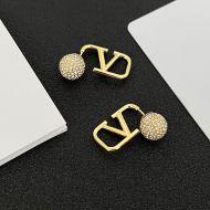 Valentino Mini VLogo Signature Earrings In Metal With Crystals Ball Gold