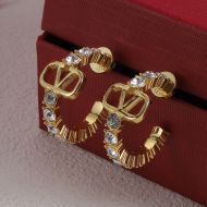 Valentino Mini VLogo Signature Earrings In Metal With Swarovski Crystals Gold