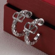 Valentino Mini VLogo Signature Earrings In Metal With Swarovski Crystals Silver