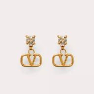 Valentino Mini VLogo Signature Drop Earrings In Metal with Diamonds Gold/White