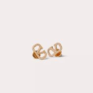 Valentino Mini VLogo Signature Stud Earrings In Metal with Crystals Gold