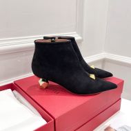 Valentino One Stud Ankle Booties 50MM Women Suede Black