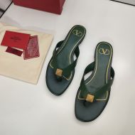 Valentino One Stud Flip-Flop Slides Women Calfskin Green