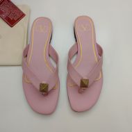 Valentino One Stud Flip-Flop Slides Women Calfskin Pink