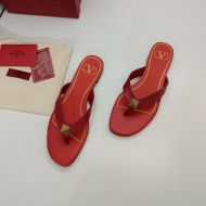 Valentino One Stud Flip-Flop Slides Women Calfskin Red