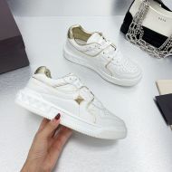 Valentino One Stud Low-Top Sneakers Unisex Calfskin White/Gold