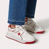 Valentino One Stud Low-Top Sneakers Unisex Calfskin White/Red