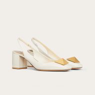 Valentino One Stud Slingback Pumps Women Patent Leather White