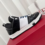 Valentino Open Skate Sneakers with VLogo Unisex Calfskin and Fabric Black/Blue