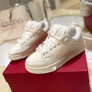 Valentino Open Skate Sneakers with VLogo Unisex Calfskin and Fabric White