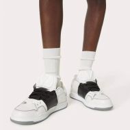 Valentino Open Skate Sneakers with VLogo Unisex Calfskin and Fabric White/Black